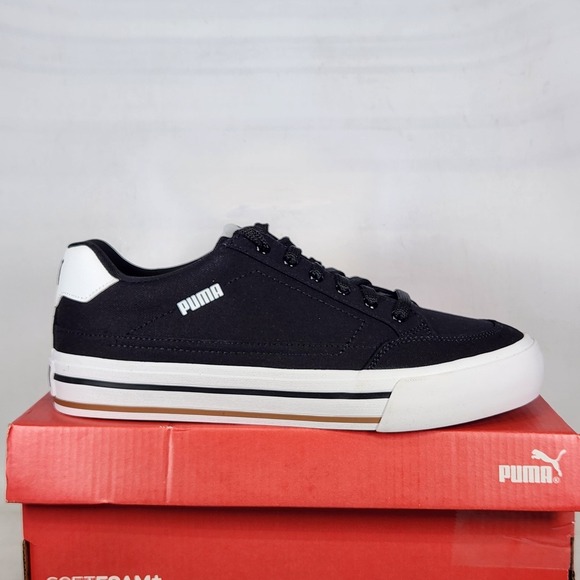 Puma Other - Puma Court Classic Vulc Mens Shoes 8.5 Black White Canvas Sneakers 395020 03